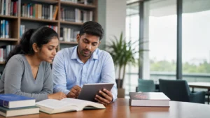 Realistic fictional editorial photograph for the Univs guide MBBS in Georgia for Sri Lankan Students: SLMC Recognition Checklist