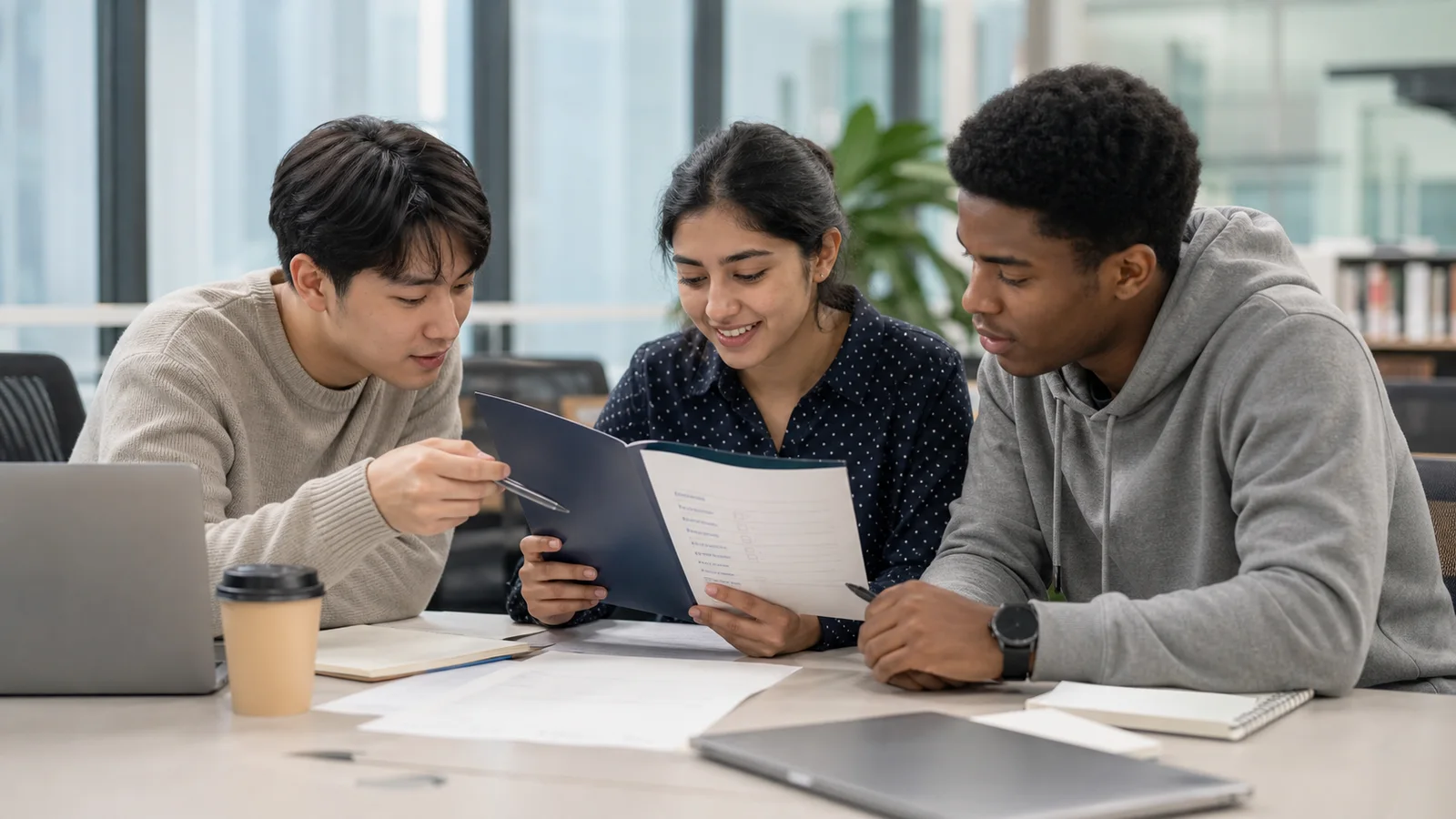 Realistic fictional editorial photograph of international students comparing study in Georgia and Hungary
