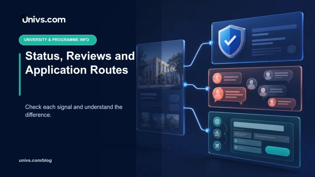 Status, Reviews and Application Routes — Univs.com editorial guide