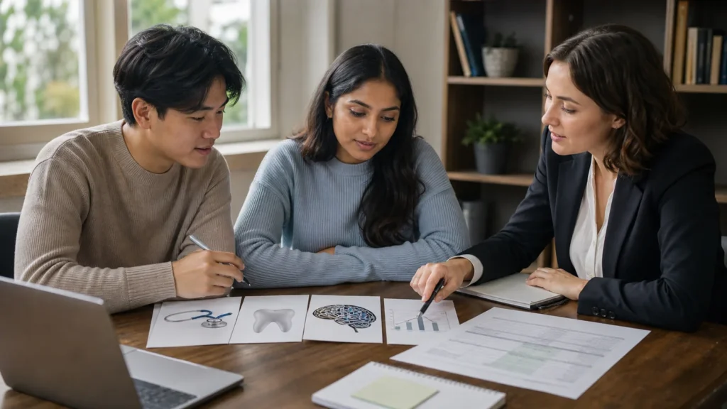 Realistic editorial photograph of international students comparing Alte University and The University of Georgia study options