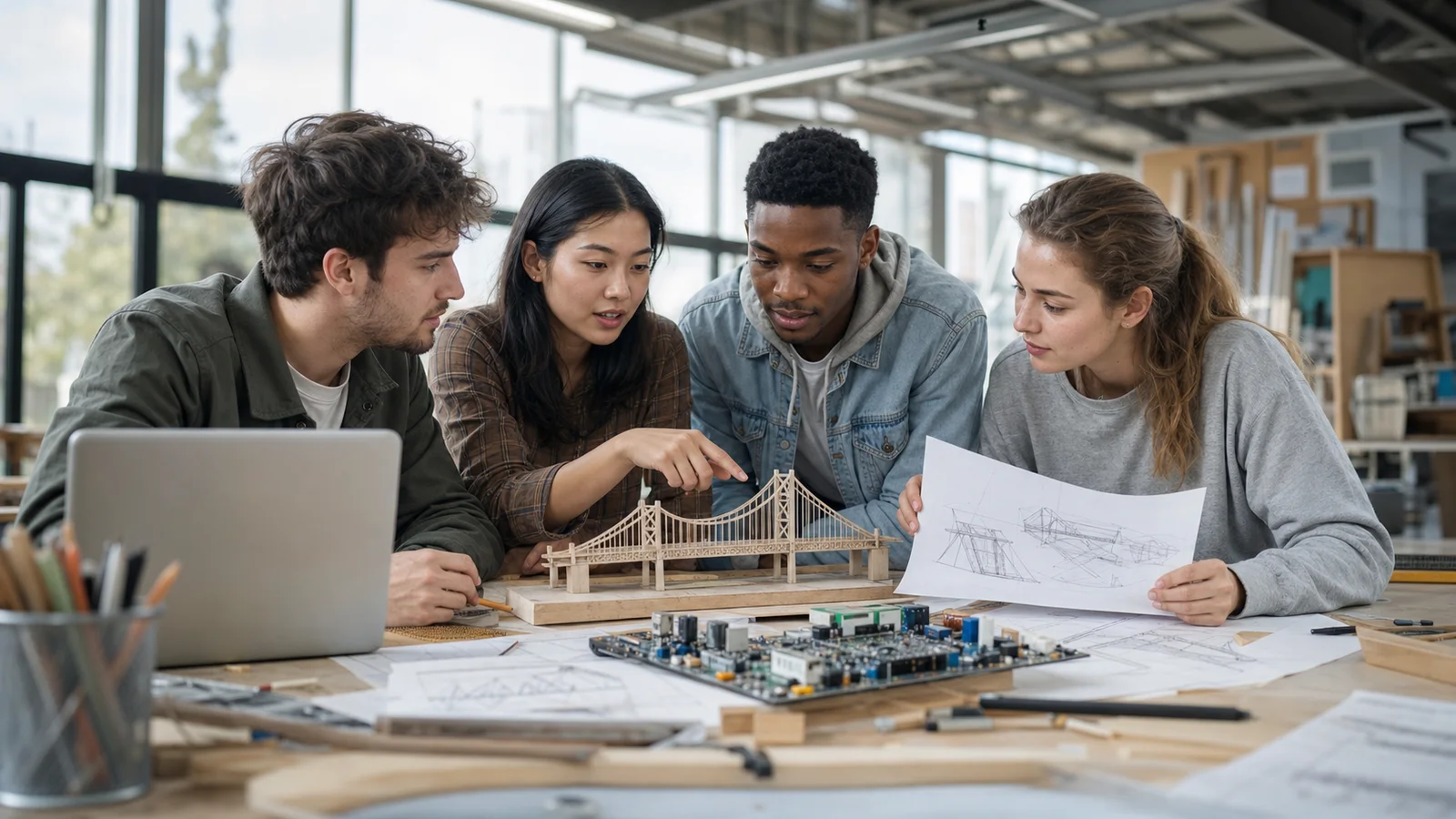 Realistic editorial photograph of international students comparing The University of Georgia and Georgian Technical University study options
