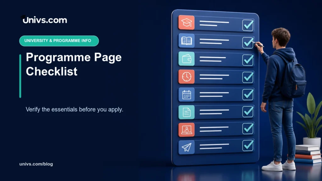 Programme Page Checklist — Univs.com editorial guide