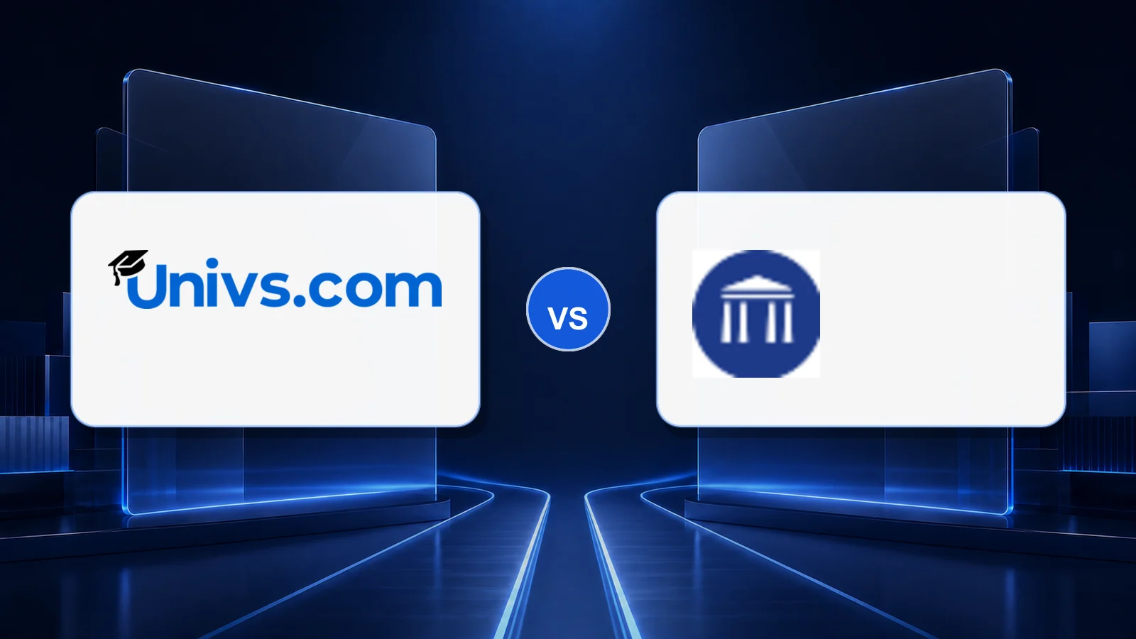 Univs.com logo versus the Global Admissions logo on a dark blue comparison background
