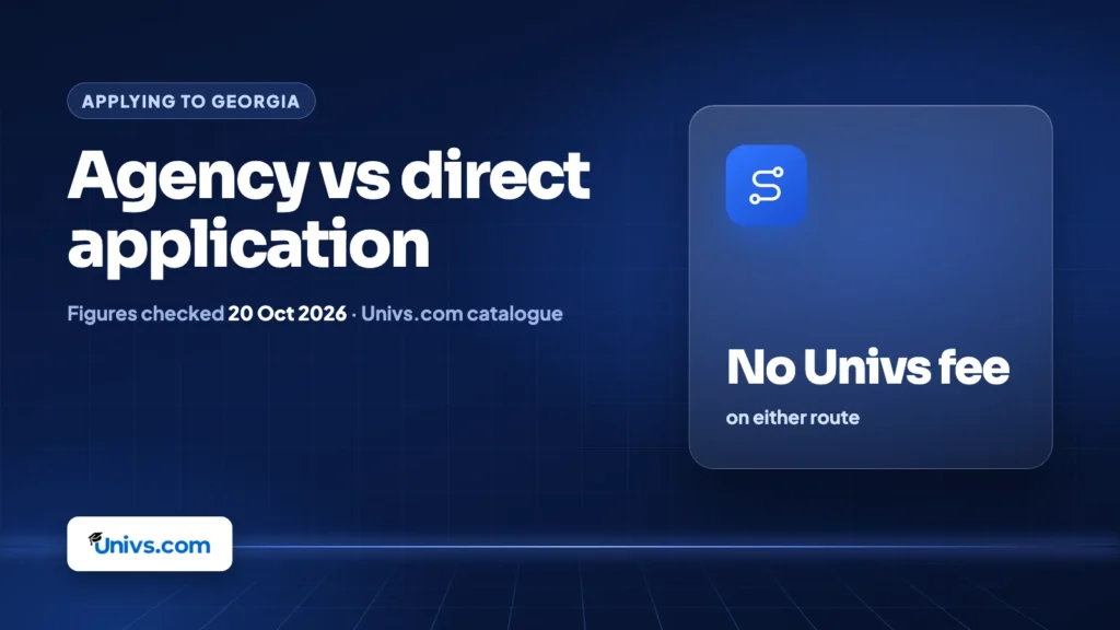 Agency vs direct application: No Univs fee, on either route