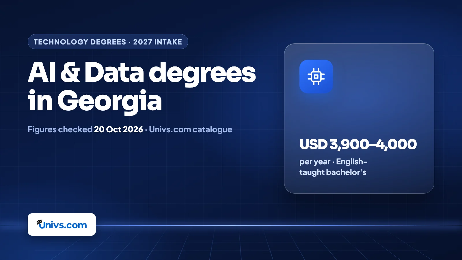 AI & Data degrees in Georgia: USD 3,900–4,000, per year, English-taught bachelor's