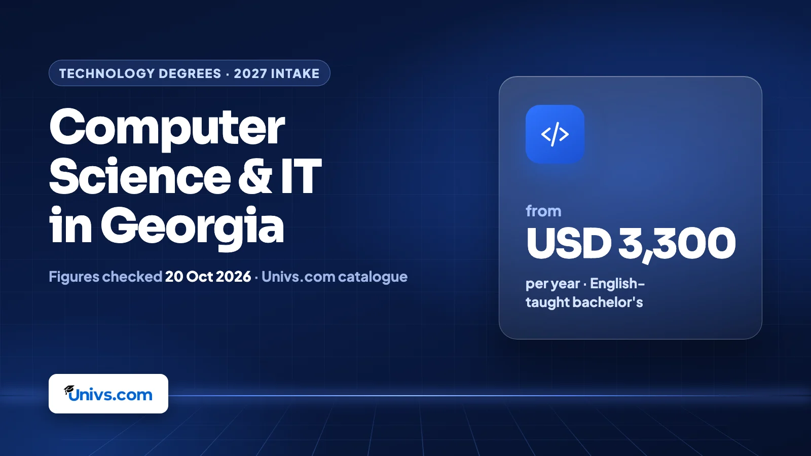 Computer Science & IT in Georgia: from USD 3,300, per year, English-taught bachelor's